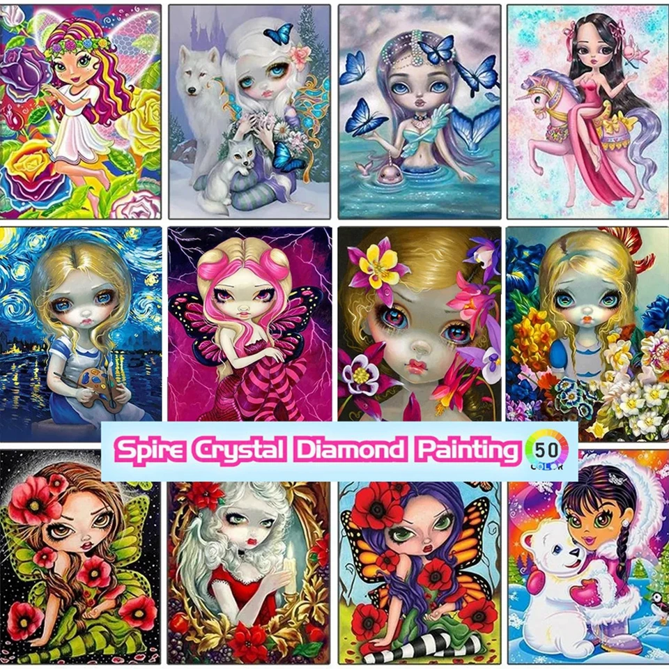 

Big Eyes Doll Crystal Diamond Art Painting New 2023 Fantasy Girl Animal Embroidery Cross Stitch Mosaic Square Drills Diy Gift