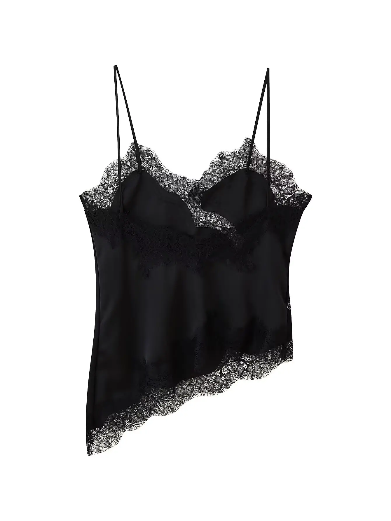 2025 Summer Womens Sexy V-neck Backless Dip Hem Romantic Camisole Blouse Lady Lace Sleeveless Hollow Out Slip Evening Party Tops