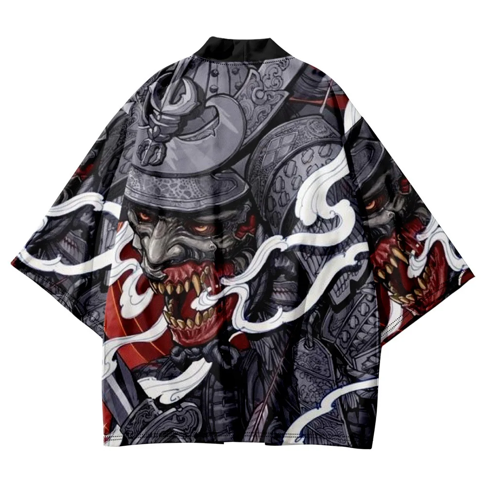 

Men Cardigan Beach Shirts Asian Clothing Japanese Samurai Print Coat Traditional Kimono Oversized Cosplay Haori