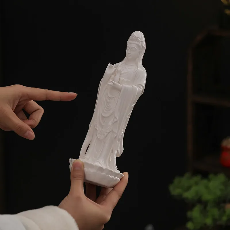 FX-18   white porcelain Guanyin Bodhisattva Buddha statue ornament, Nanhai home decoration, living room entrance study offering