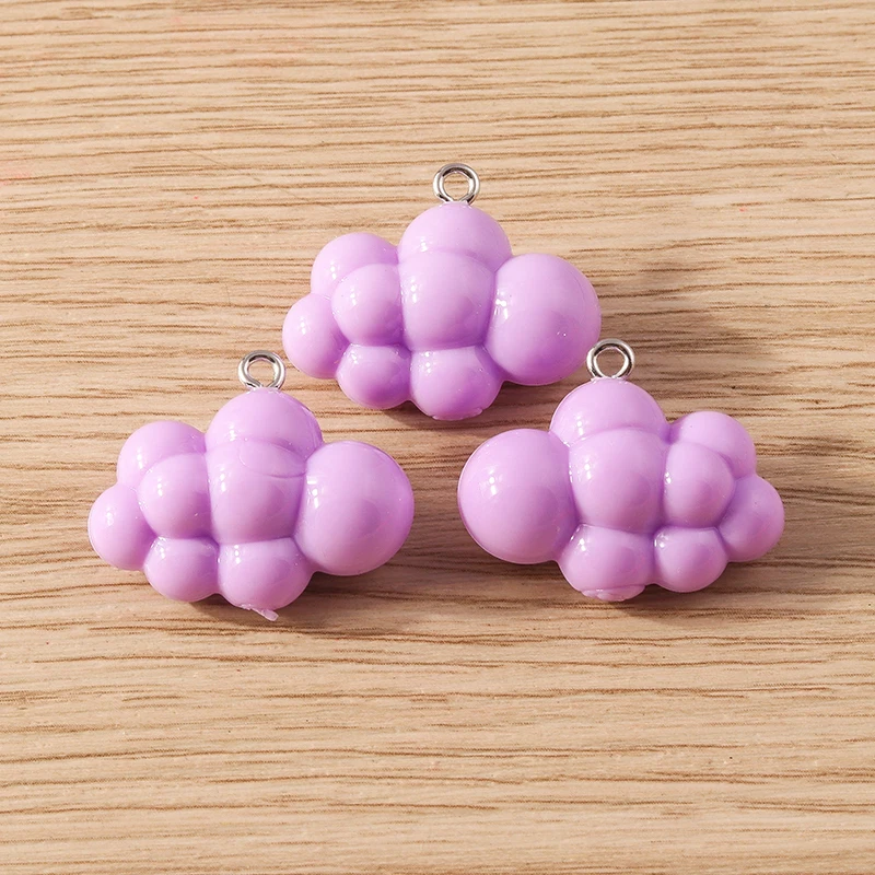 10 Stück 26x21mm Niedliche Bunte Harz-Wolken-Anhänger für Schmuckherstellung, Ohrringe, Halsketten, Armbänder, DIY-Bastelzubehör – Detail 6