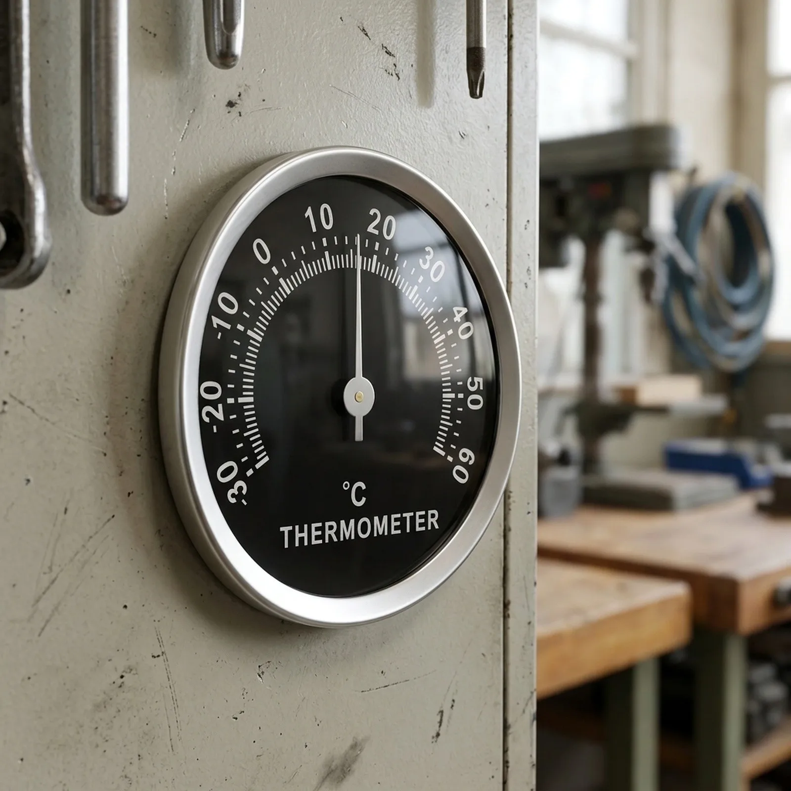 Compact and Sturdy Aluminum Alloy Shell Battery Free Mechanical Thermometer Clear for dial Scale Multiple Applications
