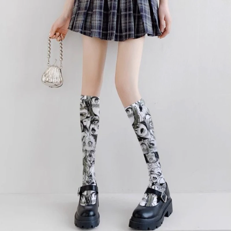60cm/75cm Anime printed stockings thin women's spring and autumn Japanese Lolita cute over-knee long cosplay women's socks view 5