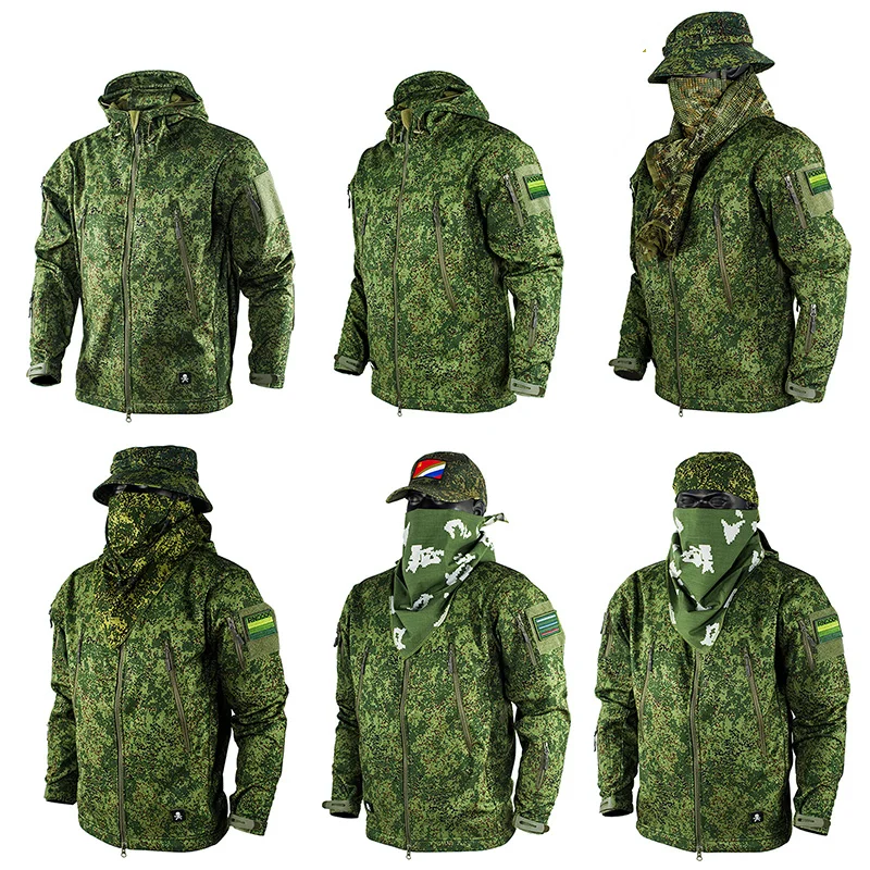 

Russian Camouflage Hardshell Men's Coat Outdoor Spring And Autumn Rainproof Rain Soft Shell Green Camouflage