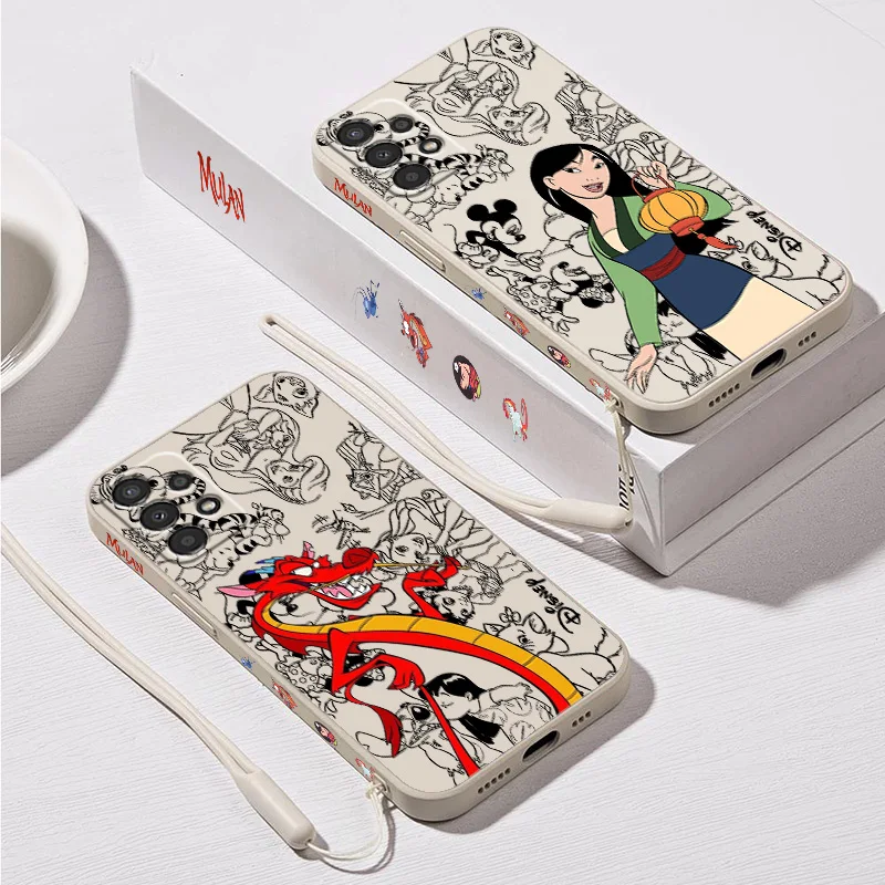 Disney Mulan Princess Phone Case For Samsung A 02 03 13 14 22 23 24 32 33 34 52 53 54 72 73 Lite Liquid Left Rope Funda Shell