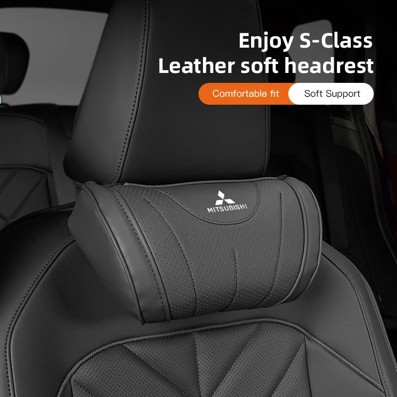 Reposacabezas para asiento de coche, almohada para el cuello con logotipo automático para Mitsubishi Ralliart Ex Mirage Jinxuan Galant Attrage Xpander Mirage Montero Eclipse