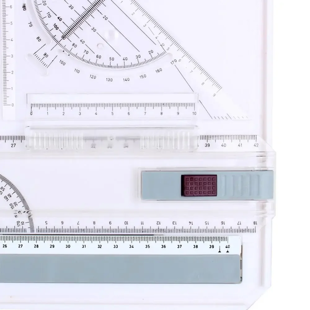 Architect A3 Drafting Drawing Board Ruler Table Adjustable Angle Art Draw Tool Set with 2 Parallel Rulers and Corner Clips