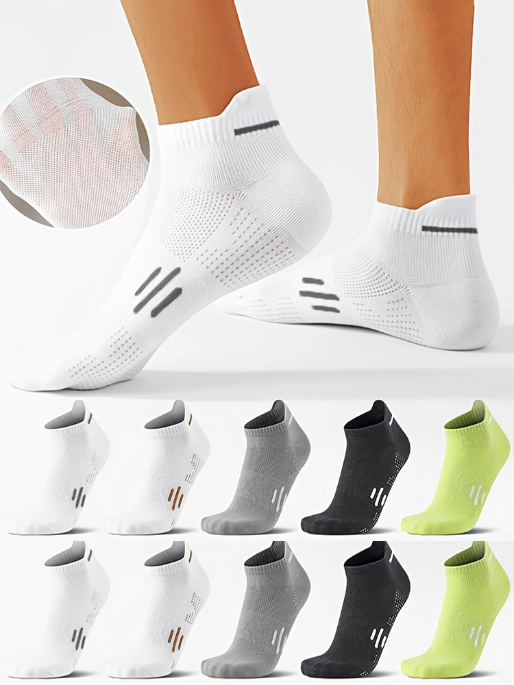 AliExpress NONE 5/10 Pairs Summer Men's Athletic Ankle Socks Breathable Mesh Thin Sports Socks for Running Basketball Cycling