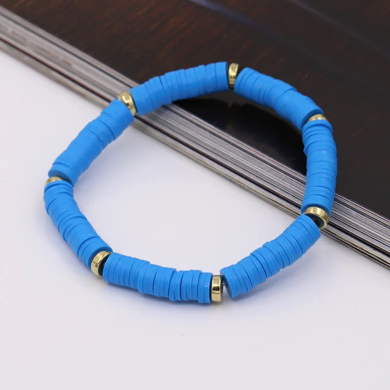 Boho Schmuck Armbänder für Frauen Mode Regenbogen Bunte Polymer Clay Perlenarmband Geschenk Damen Mädchen Handgelenk-Accessoires – Detail 12