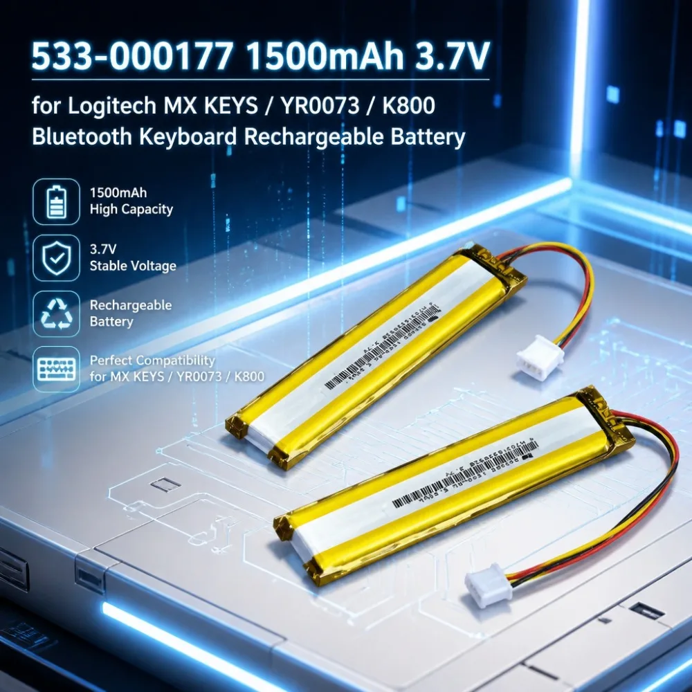 In Stock New 3.7V 1500mAh 533-000177 Li-ion Battery for Logitech MX KEYS YR0073 K800 Bluetooth Keyboard Rechargeable Battery