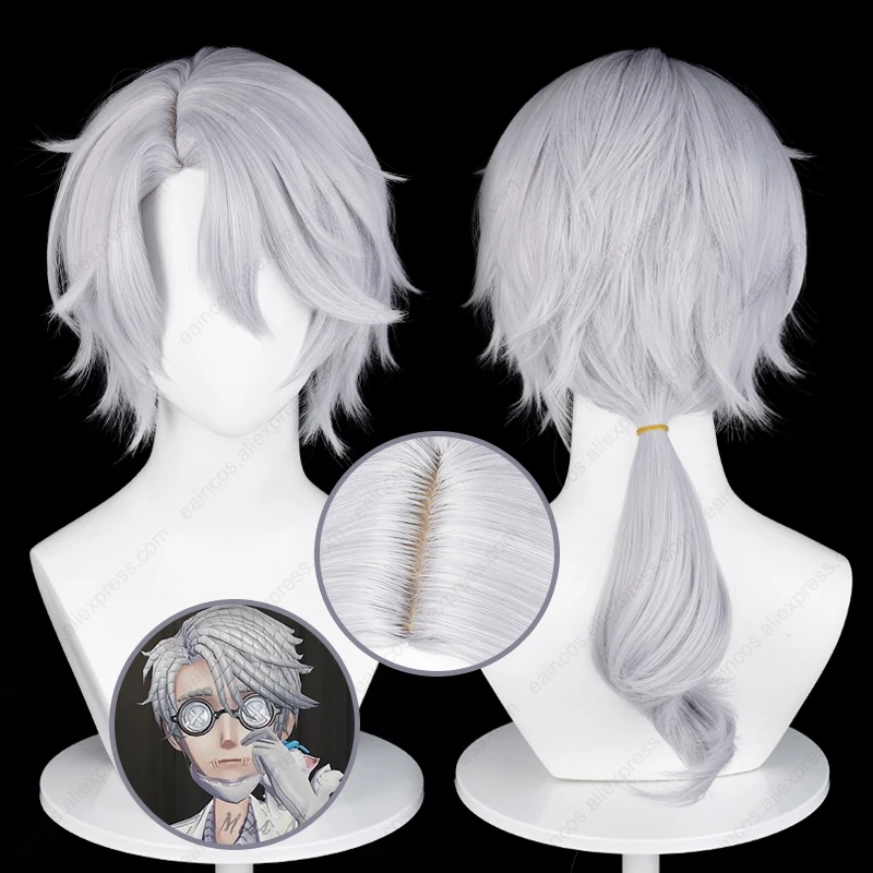 Gatto Wig Cosplay 55cm, Wig abu-abu perak panjang tahan panas sintetis pesta Halloween