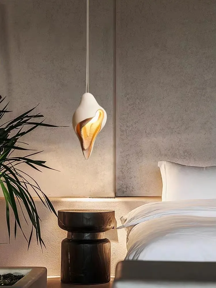 French Gypsum Restaurant Pendant Lamp Living Room Lamp Conch Lamp Wabi Sabi Style New Bedroom Bedside Lamp Staircase Lamp