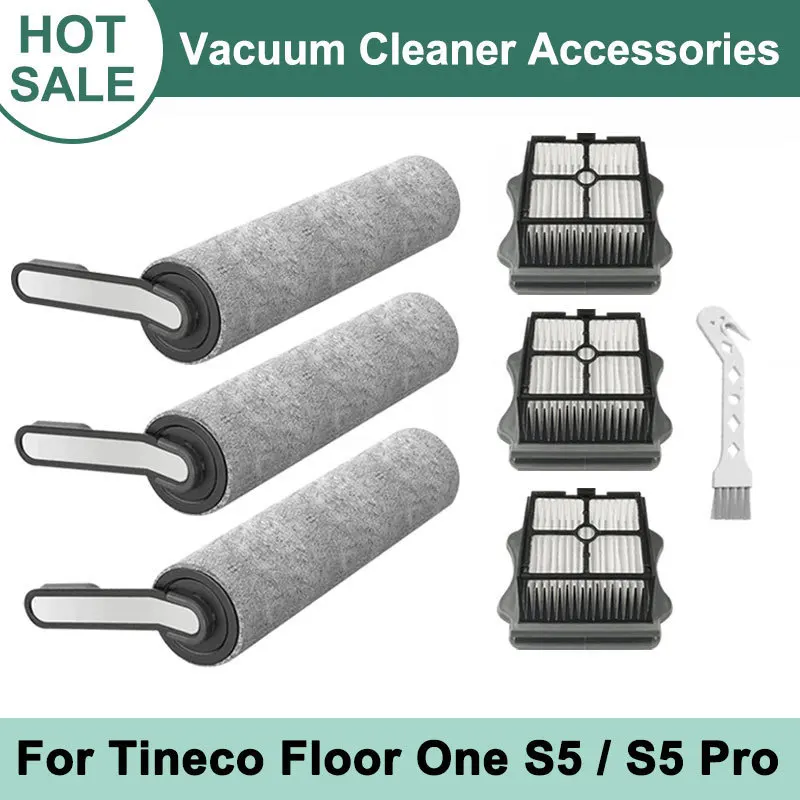 Untuk Tineco Floor ONE S5 / S5 Pro Aksesori Penyedot Debu Basah Kering Tanpa Kabel Filter HEPA dan Kit Suku Cadang Sikat Rol Lembut