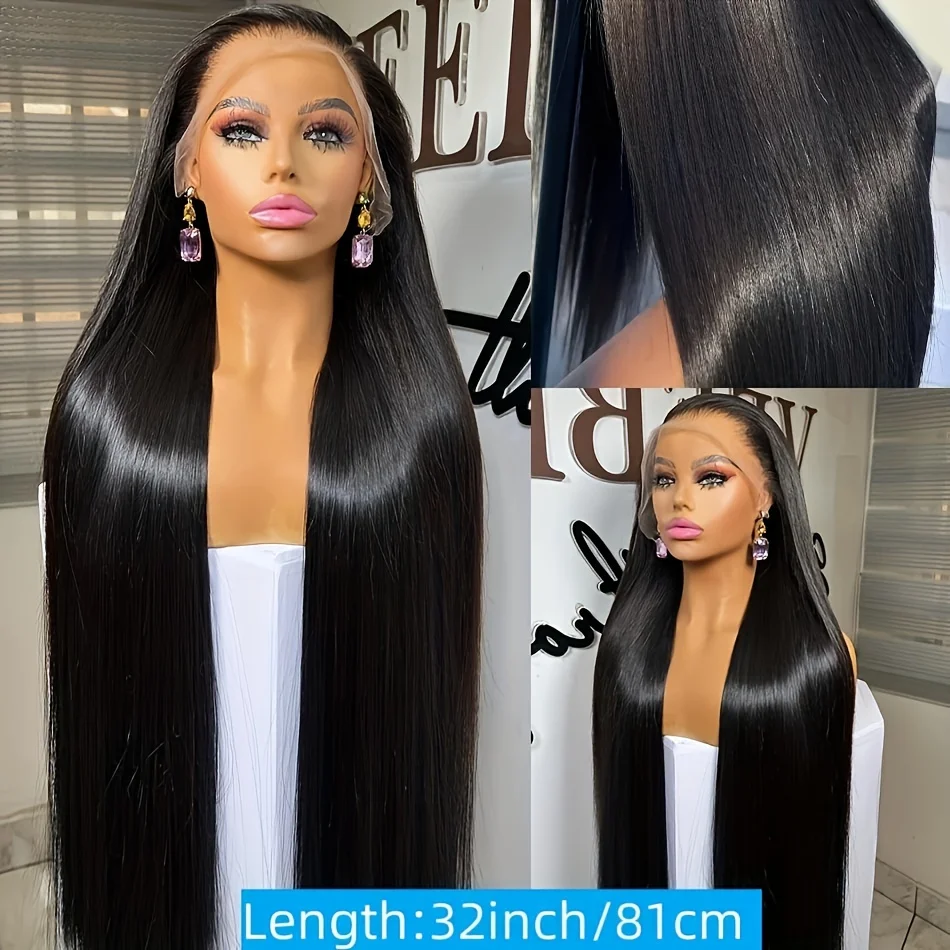 250%Density 13x4 HD Transparent Lace Front Human Hair Wigs Brazilian Virgin Lace Frontal Wigs For Women 13x4 Straight Human Hair