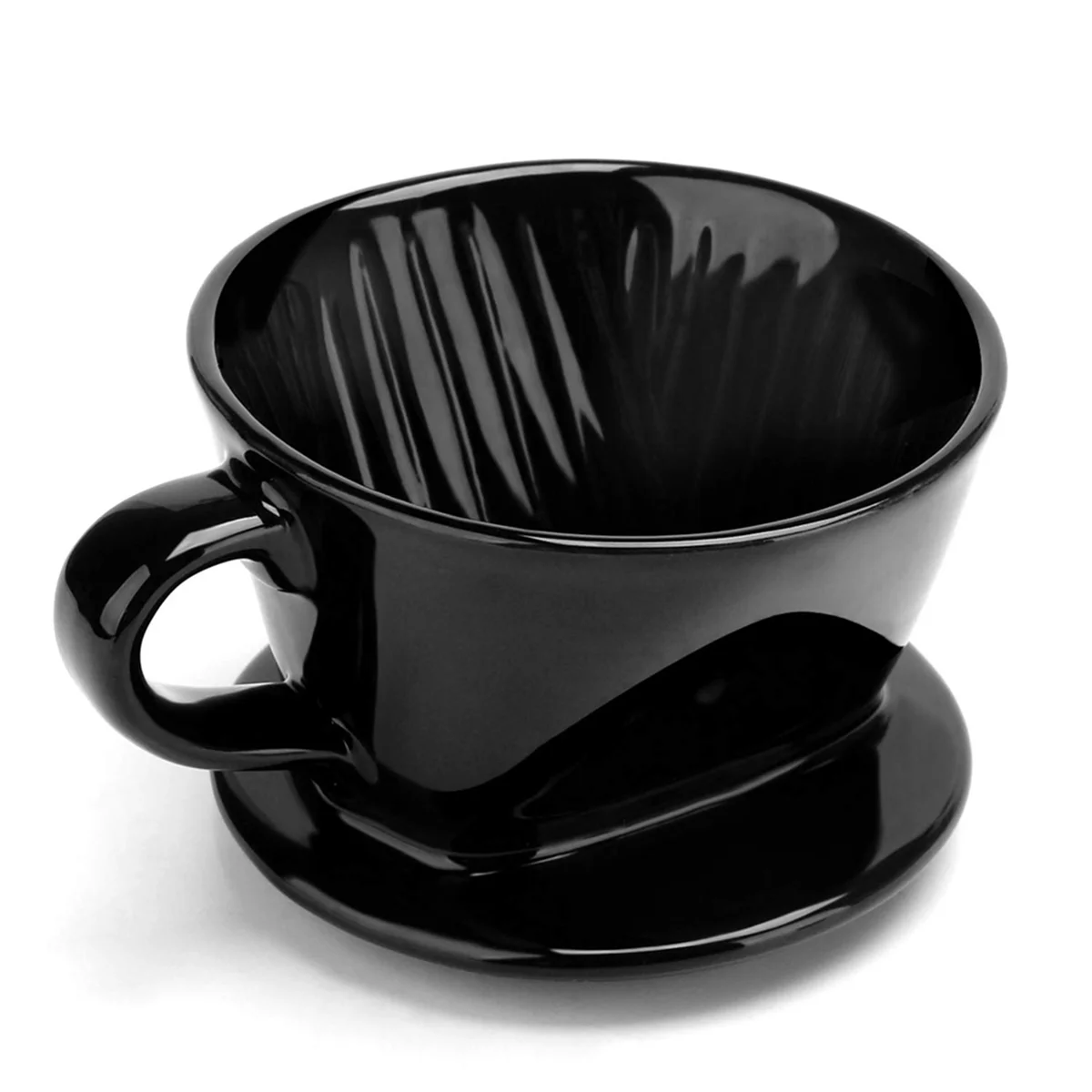 Coffee Filter Cup, Single Cup Black Ceramic Coffee Dripper, Reusable Filter Drip Holder L