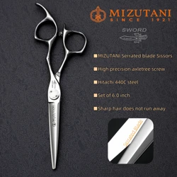 MIZUTANI sawtooth sissors Professional hairdressing scissors 440C steel set of 5.5 and 6.0 inch  Hair cutting tools