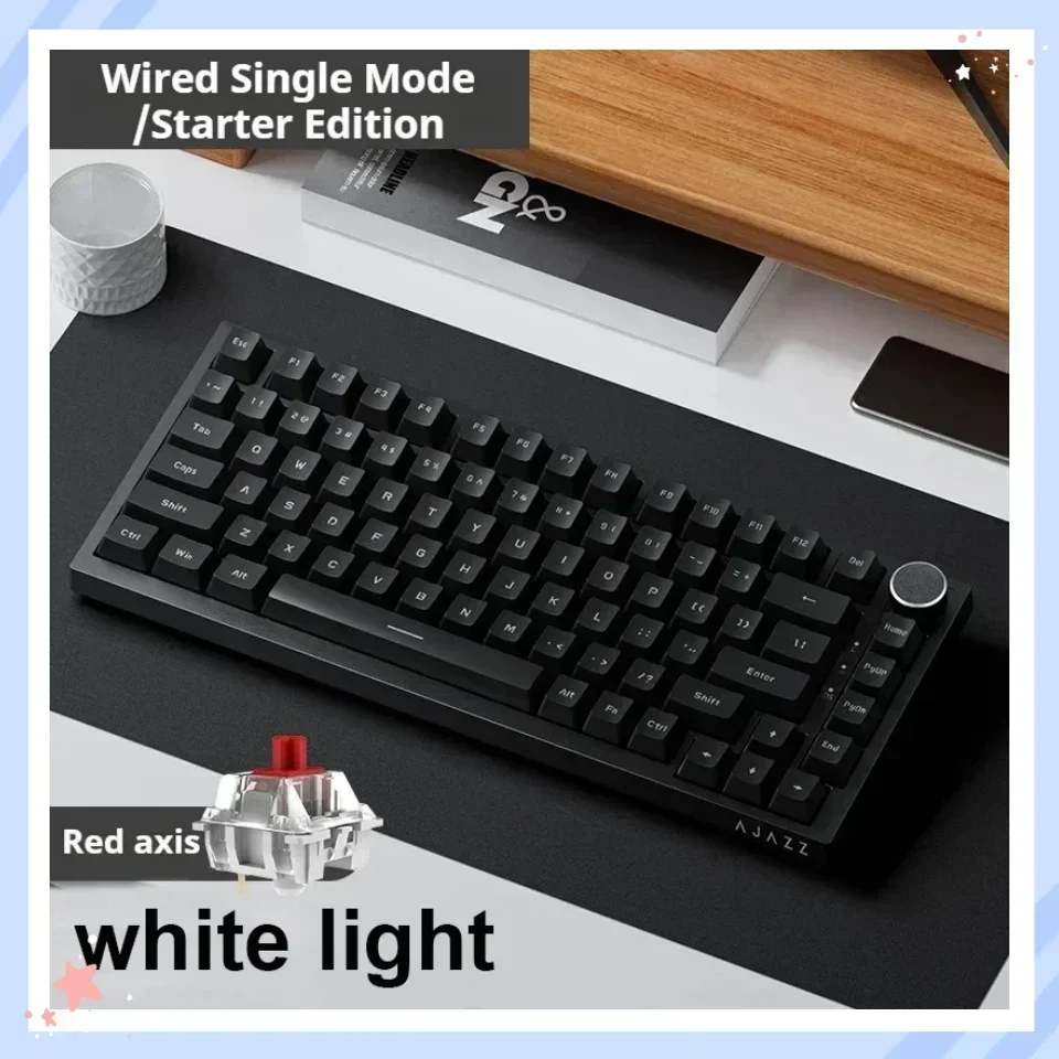 Ajazz Ak820 Wired Mechanical Keyboard Multi-function Knob Low Latency Gaming Keyboard Accessories for Office Pc Gamers