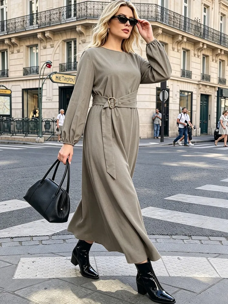 XL-4XL Plus Size Clothes Dresses Women Robes Autumn Long Sleeve Street Style Casual 3XL 4XL Big Size Long Maxi Dress Oversized 4