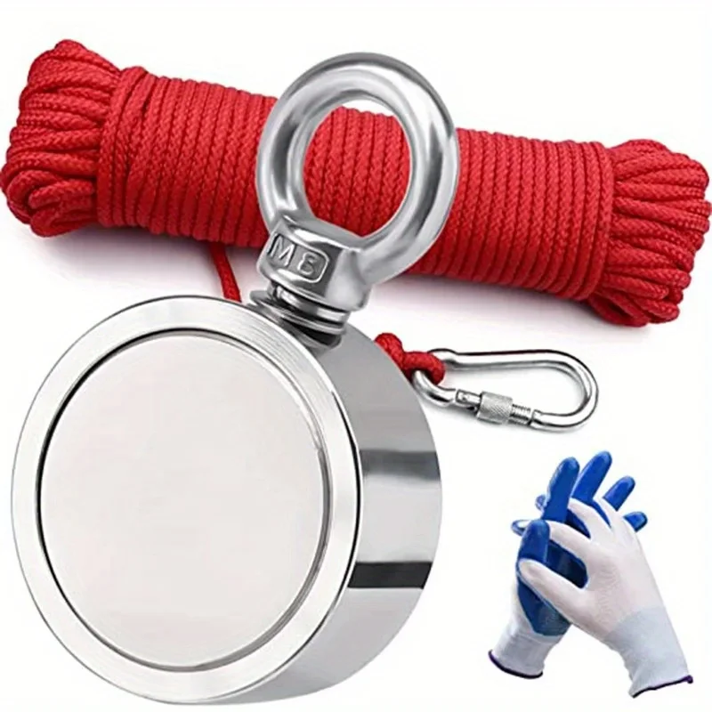 1set D48mm D60mm Load Strong Magnets Neodymium Fishing Magnet Super Strong Magnets with Eyebolt Portable for Salvage, Warehouse
