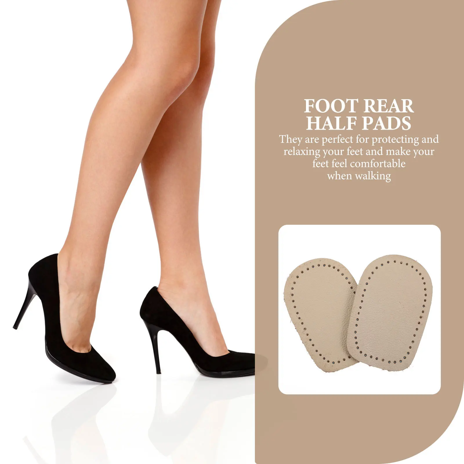 발 패드 풀 그레인 소가죽 충격 흡수 힐 리프트 신발 통증 완화 걷기 지원 발 관리 도구