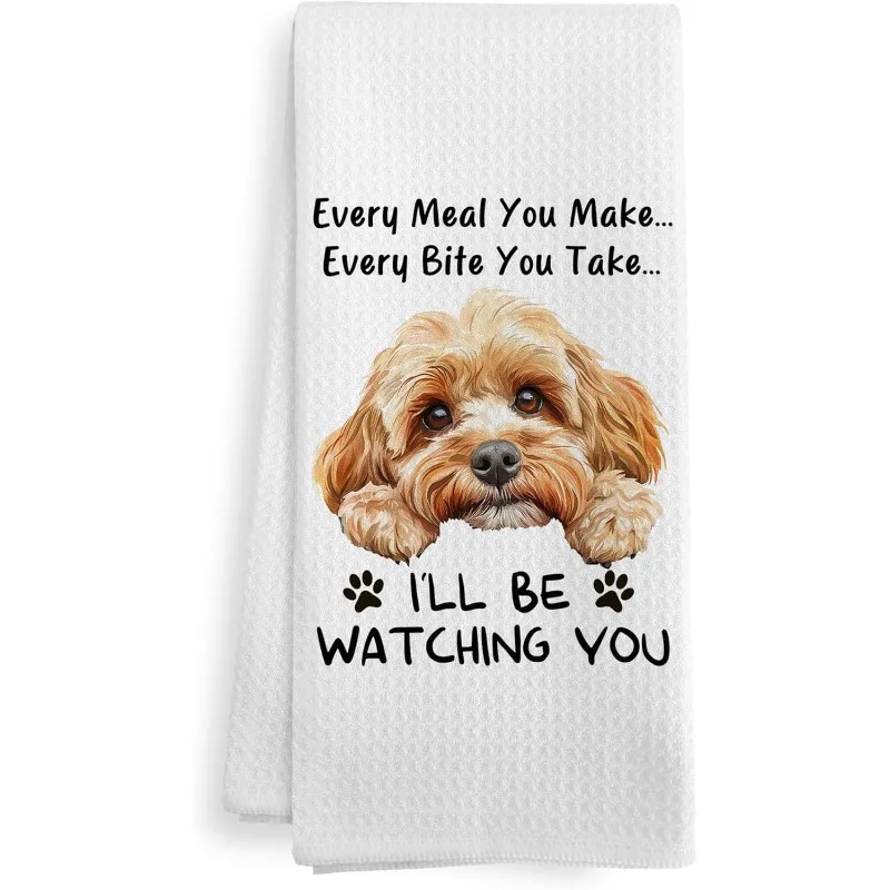 1pc Cavapoo Dog Funny Quote Printed Kitchen Towel, Soft Absorbent Hand Towel, Perfect for Kitchen, Dining Room, Bathroom, Dorm