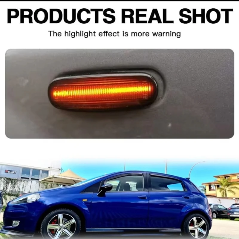 Sequential Side Turn Lights for Panda 169, Smoked Lens Dynamic LED Pair with Direct Side Link for Marker Lamp Service view 2