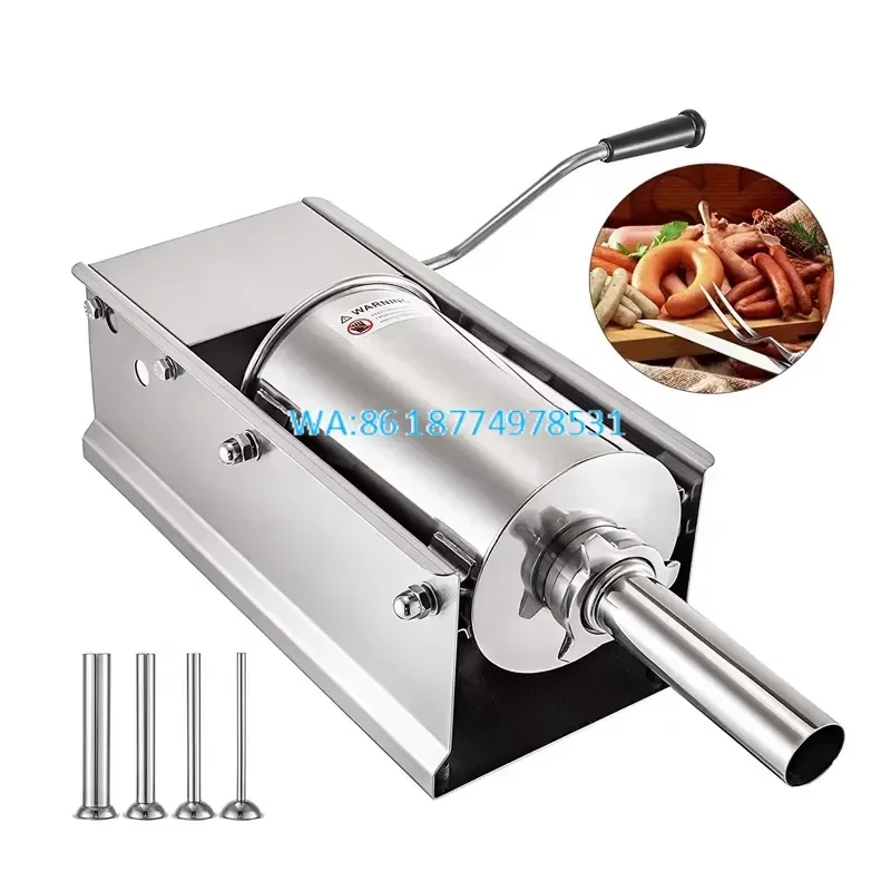 Wmwmnu 3L Manual Horizontal Sausage Filler Stainless Steel Meat Stuffer for Home Kitchen Use Easy to Clean Durable