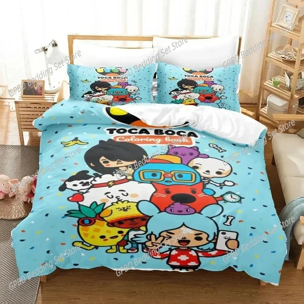 Cartoon Game Toca Life World Bedding Set Bedroom Soft Modern Bedspreads Comefortable Kids Duvet Cover Quilt Cover And Pillowcase