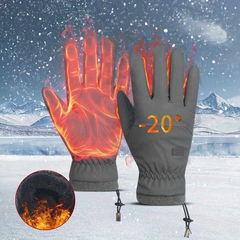 قفازات التزلج الشتوية الباردة واقية سميكة زغب قفازات للدراجات النارية المضادة للانزلاق لمس الرياضة في الهواء الطلق قفازات التزلج على الجليد الحرارية