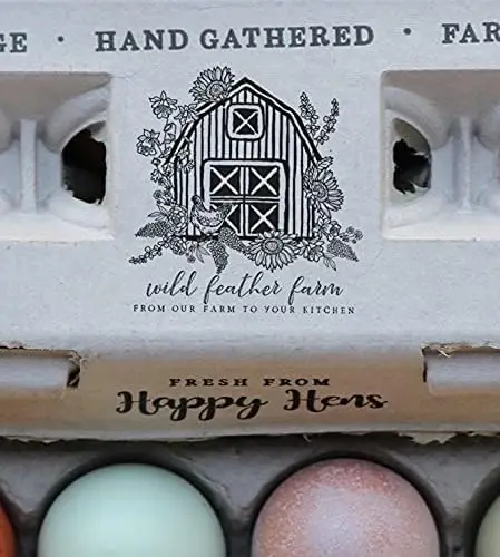 Egg Cartons- Adorable Printed Design for Farm Fresh Eggs, Recycled Paper Cardboard, Sturdy & Reusable, Holds up to Chicken Eggs