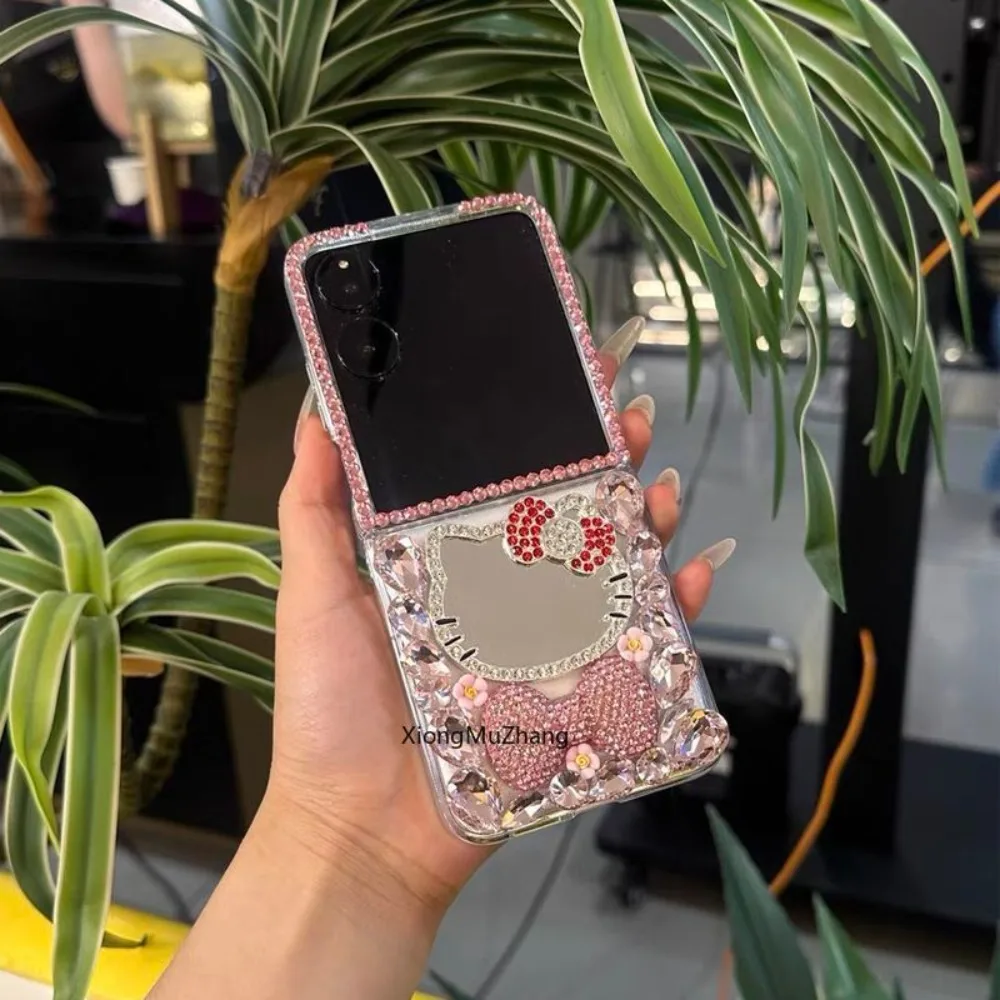 Bling Strass Kristall Hello Kitty Hülle für Motorola Razr 60 Ultra 70 50 Razr 40 Ultra Diamant Make-up Spiegel Sanrio Cover – Detail 3