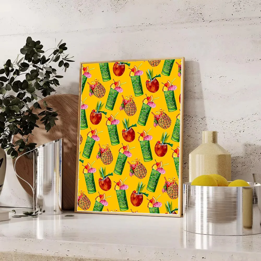 الاستوائية قماش جدار الفن كوكتيل بار ديكور أوراق النخيل الصيف المشاعر ديكور المنزل الشاطئ موضوع غرفة المعيشة الفني المطبوعات الحديثة #1