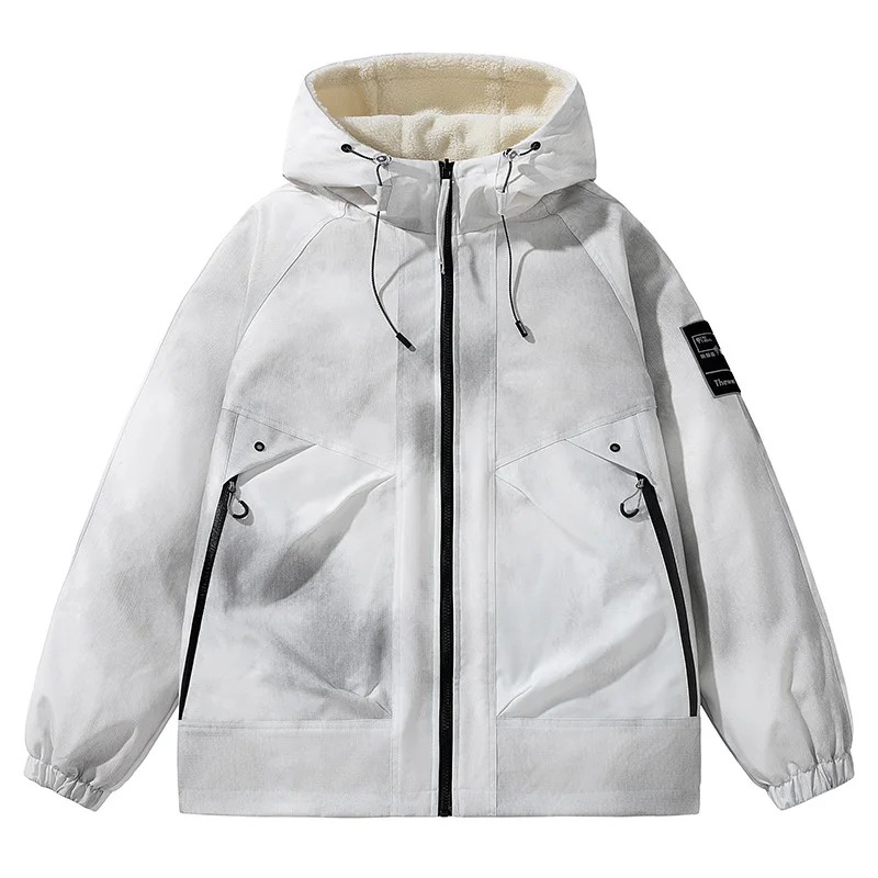 

Winter Men Trendy Handsome Lamb Fleece Coat Outdoor Mountaineering Camping Windproof Breathable Warm Double sided Cotton Jacket