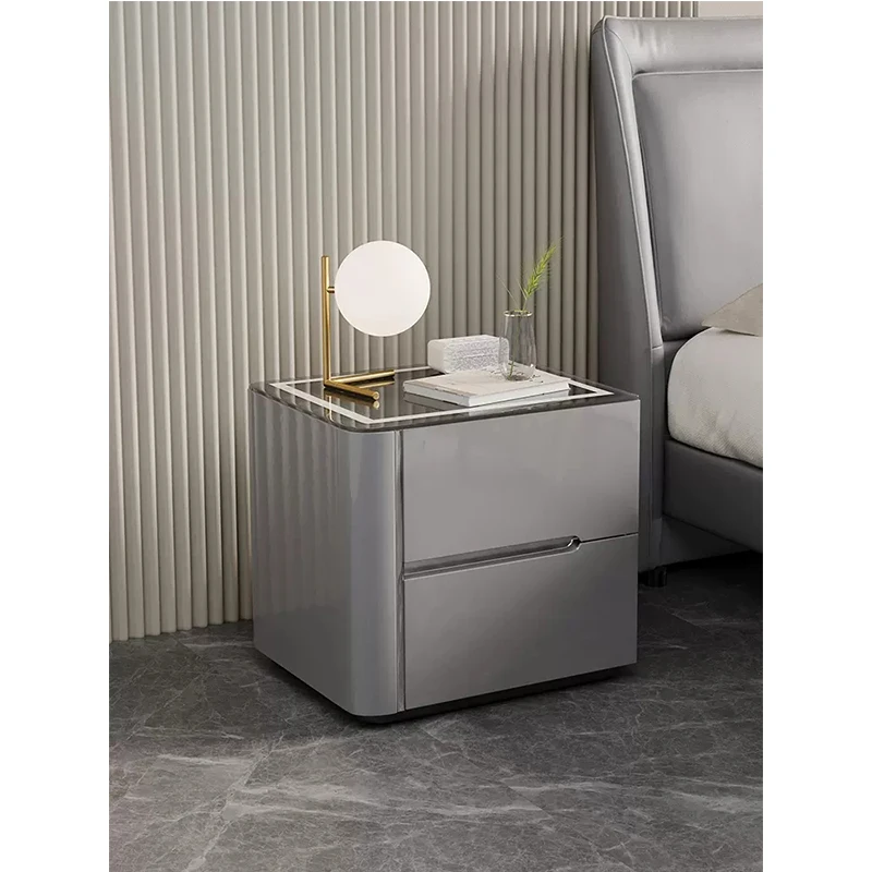 Small Household Multi-function Intelligent Bedside Table Rechargeable Storage Bedroom Modern Simple Glass