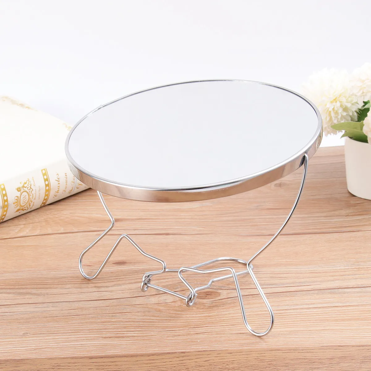 Espejo de Maquillaje de Doble Cara de 2 Piezas, 8 Pulgadas, Marco Metálico, Rotación de 360°, Espejo Minimalista para Mesa de Vanidad, para Aplicar Delineador y Sombra de Ojos