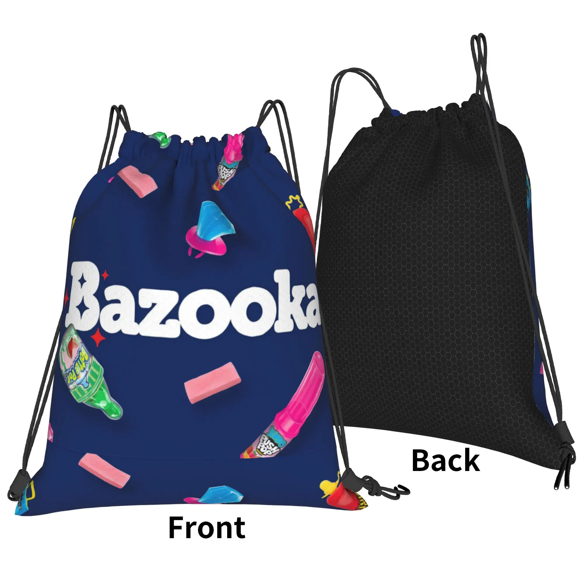 bBazooka Ring Pop Assorted Retro Bubble Gum Candy Portable Travel Riding Gym Drawstring Storage Sporty Backpacks