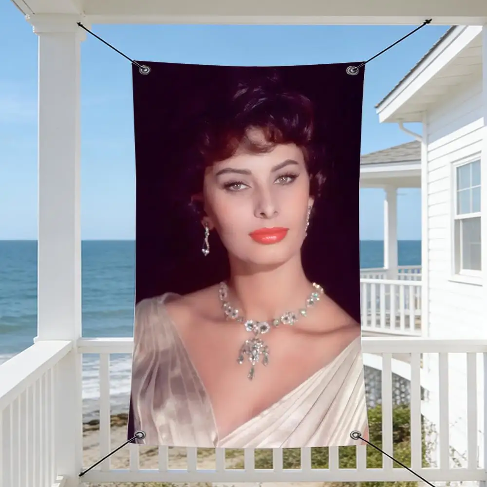 Celebrity S-Sophia L-Loren Flags Cozy Home Flag 4 Grommets Anti-Wrinkle Waterproo  Indoor