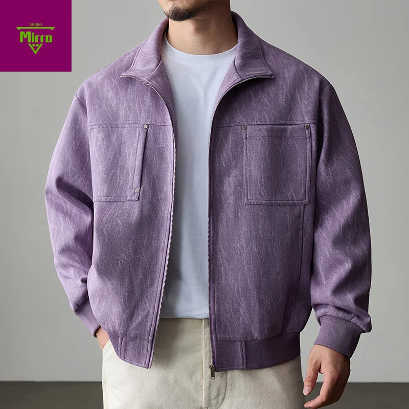 

【Mirrordust】Осенняя новая мужская легкая деловая повседневная куртка больших размеров, эластичное свободное утолщенное теплое пальто M-8XL