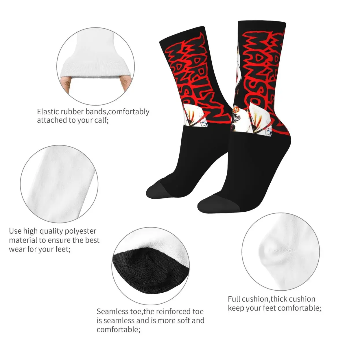 Marilyn Manson The Golden Age Of Last Music Product Crew Socks Compression Sport Crew Socks Cotton for Women Men Gifts