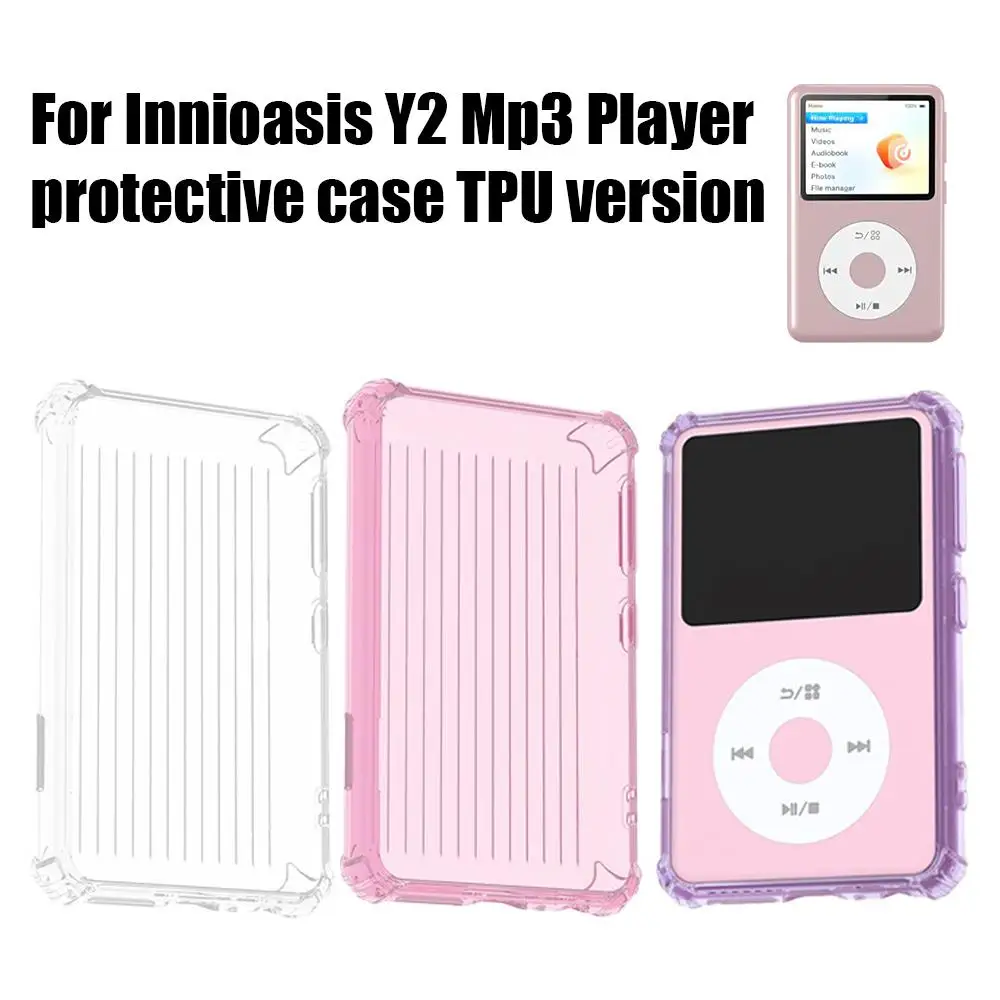 Clear TPU Protective Case For Innioasis Y2 MP3 Player Transparent Soft Silicone Shockproof Anti Drop Cover Shell With Lanyard