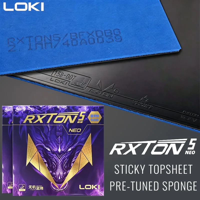 

LOKI RXTON 5 NEO Table Tennis Rubber Sticky Ping Pong Rubber Sheet with Pre-Tuned High Dense Blue Sponge