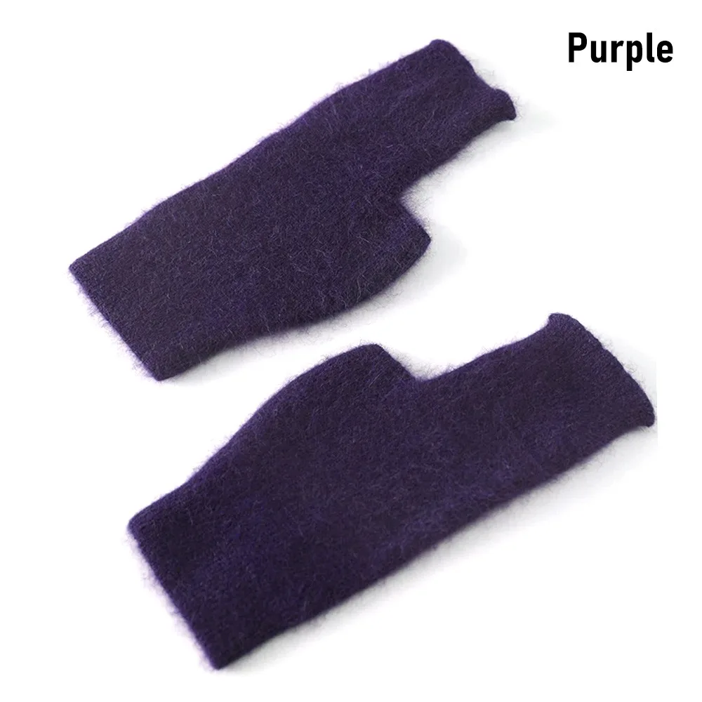 Protable Wool Mink Cashmere Gloves Exposed Finger Thick Wrist Gloves Windproof Cold Proof Warm Warm Gloves Women Girl