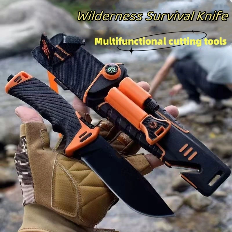 High quality outdoor knife fixed blade wilderness survival knife men's gift rescue knife hiking hunting knife