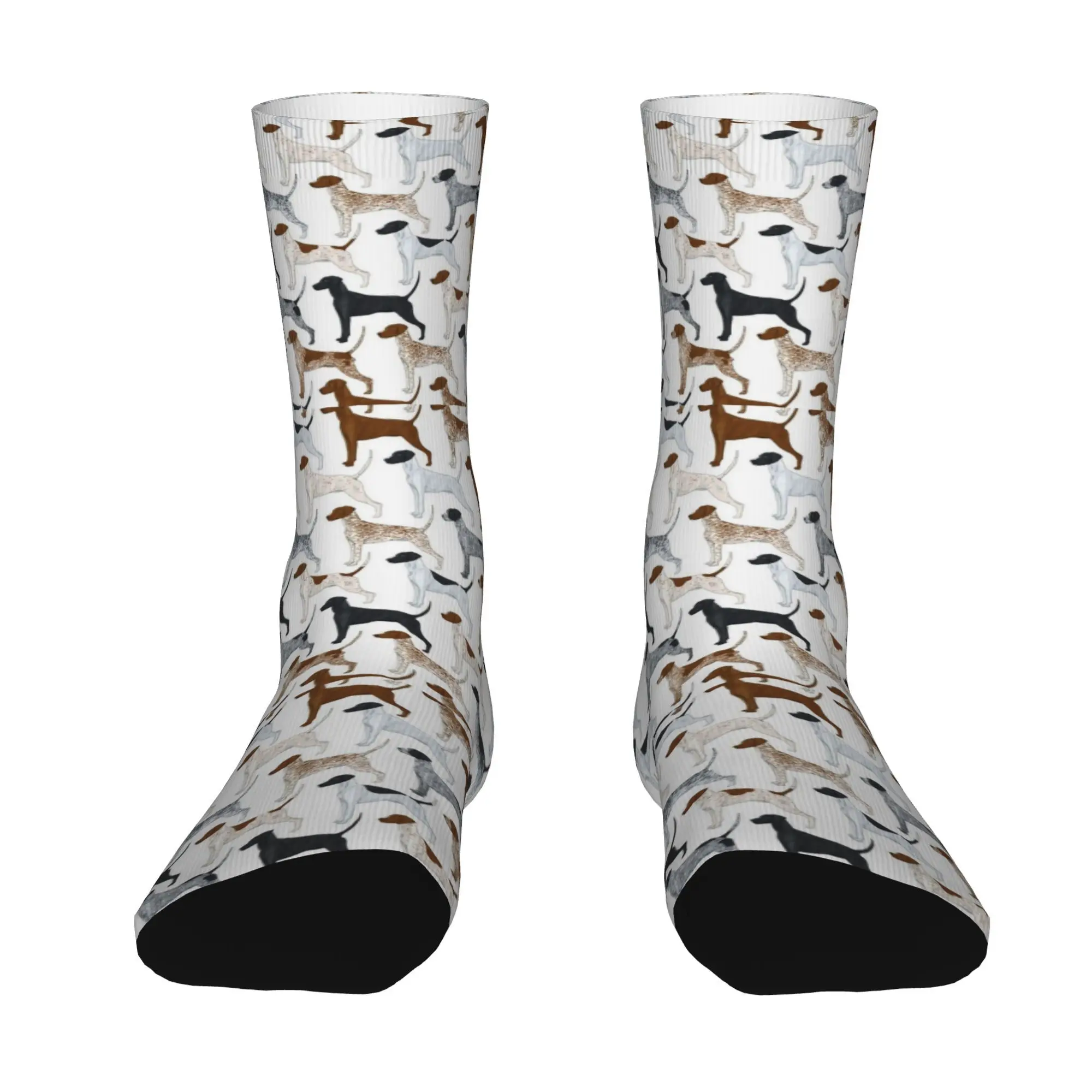 1 Pair Men' German Shorthair Pointer Dog Socks - Retro Harajuku Hip Hop Themed Novelty Sock with Random Repeat Print