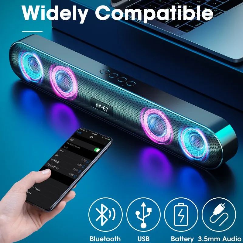 

PC Soundbar Wireless 6D Surround Speaker Bluetooth 5.0 Home Wired Computer Stereo Subwoofer Speaker Sound Bar PC Laptop Computer