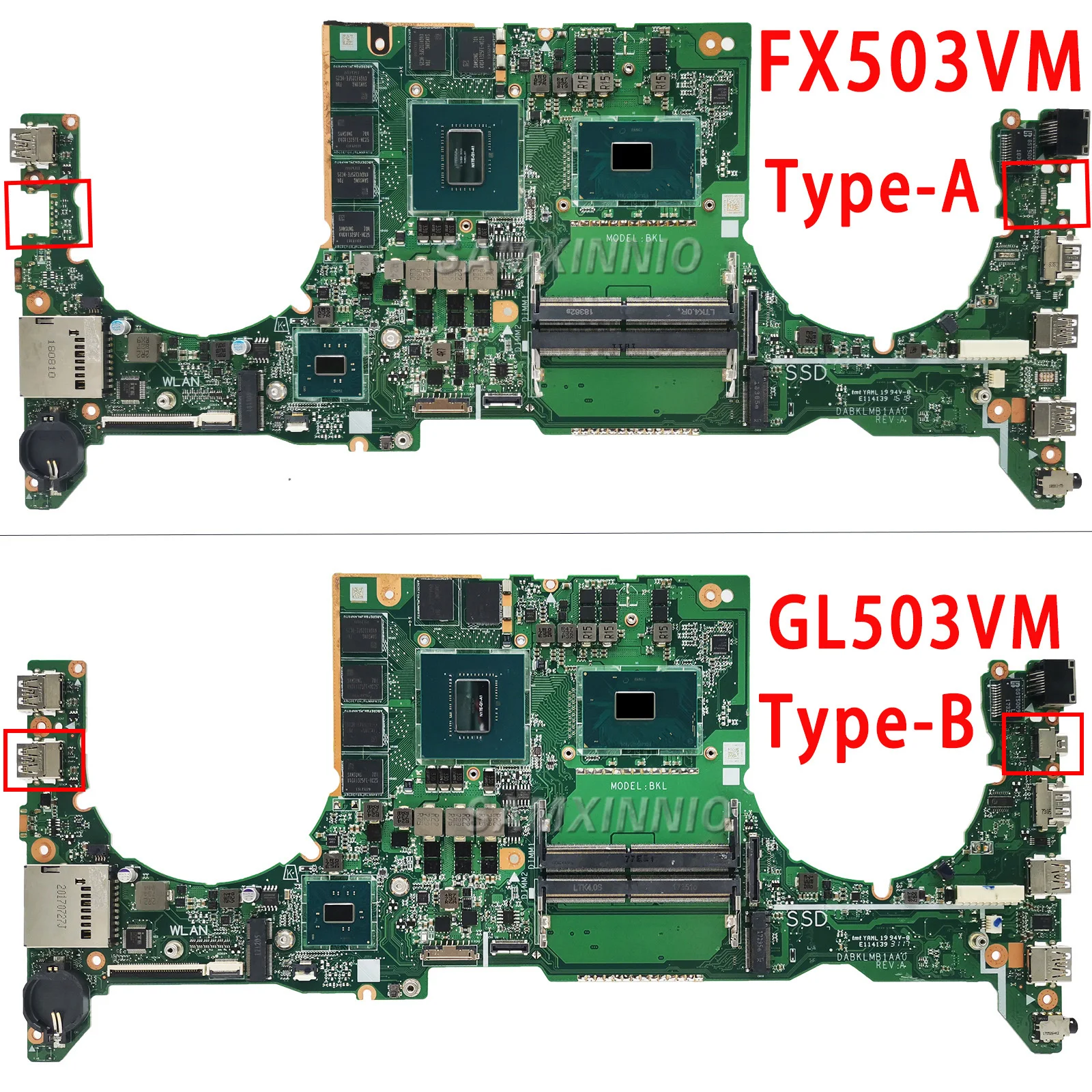 Imagem -02 - para Asus Gl503vm Fx503vm Fx63v S5am Da0bklmbad0 Dabklmb1aa0 I57300hq de Painel Principal I7-7700hq Gtx1060-v3g V6g Placa-mãe