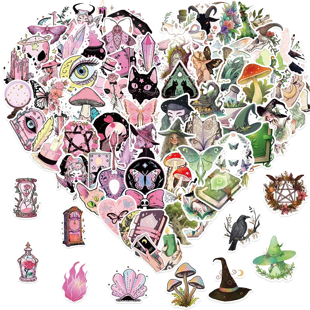 

100Pcs Cute Forest Witch Magic World Stickers Aesthetic DIY Scrapbooking Skateboard Laptop Phone Fridge Car Decoration Sticker