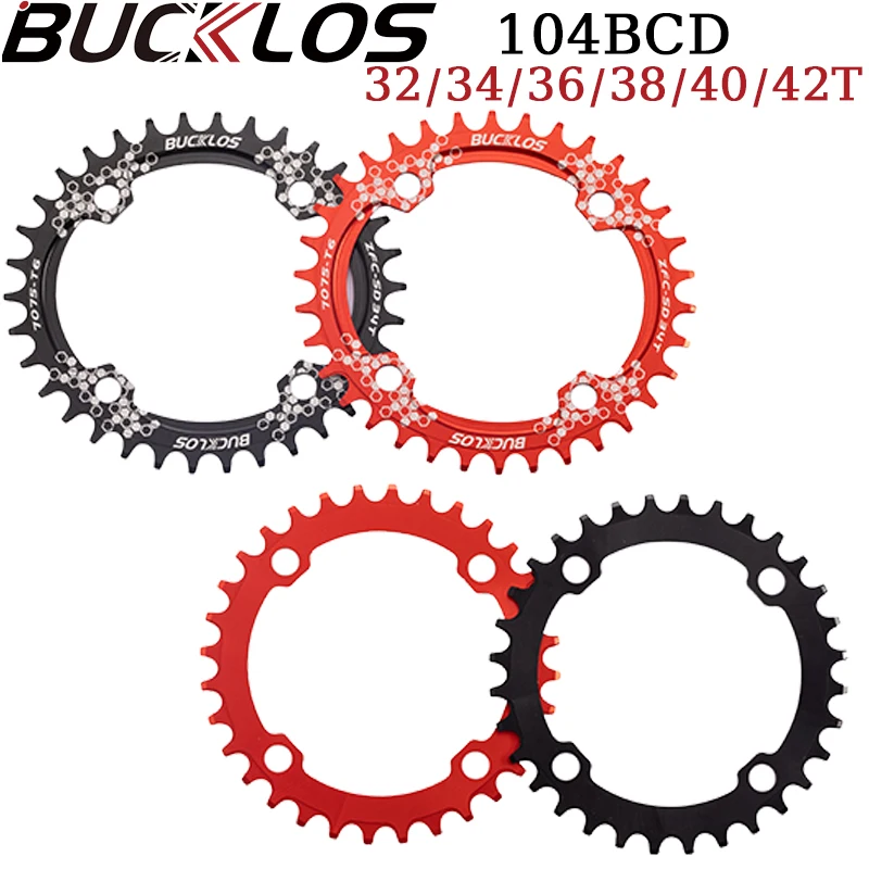 

BUCKLOS Bicycle Chainring Narrow Wide MTB Chainwheel 104BCD 32/34/36/38/40/42T Mountain Bike Chainring for 8/9/10/11S Crankset