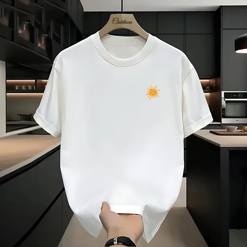 

New Short-Sleeved T-Shirt Men's Cotton Trend Casual Printing Loose Handsome Men's Large Size Body Shirt Tops Men's Clothing