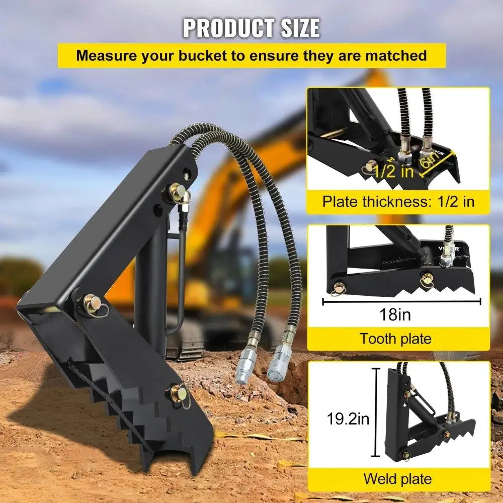 18 "idraulico per pollice dell'escavatore a cucchiaia rovescia, spessore 1/2" Heavy Duty per pollice dell'escavatore, saldatura in acciaio nero su attacchi a pollice con